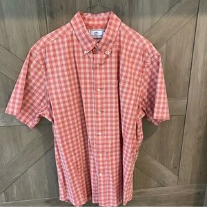 Southern Tide Men’s Shirt SZ Large Salmon Blue Outdoors Dressy Casual $100